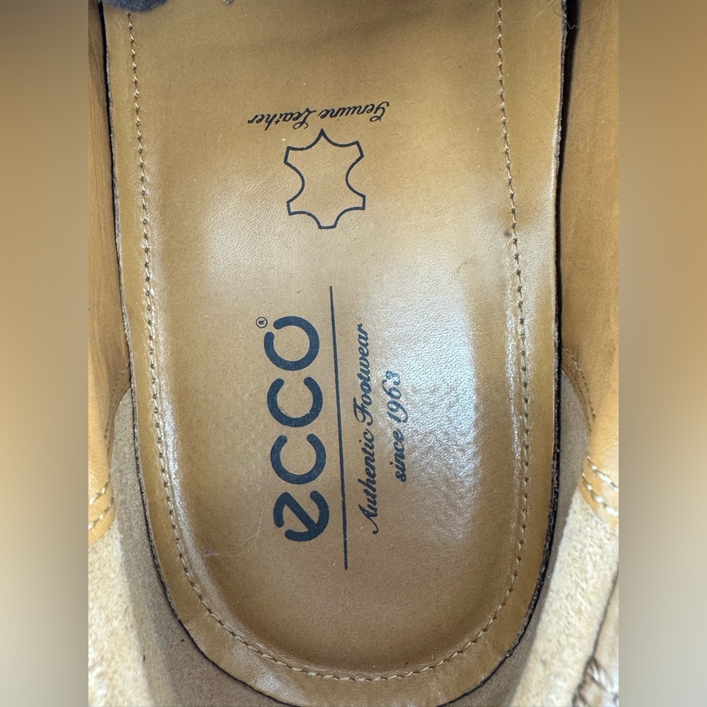 Ecco Mens Brogue Dress Shoes Brown Lace Up Low Top - Picture 5 of 11